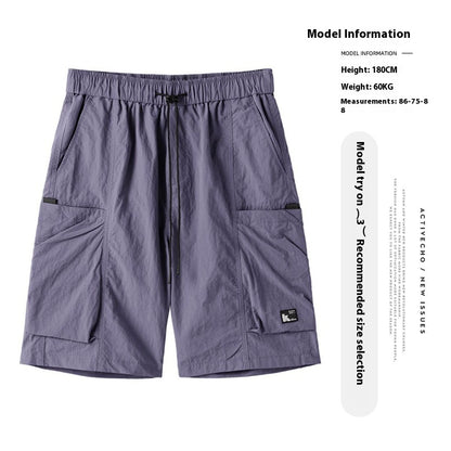 Quick-drying Ice Silk Shorts Sports Casual Cropped Loose Pocket Overalls