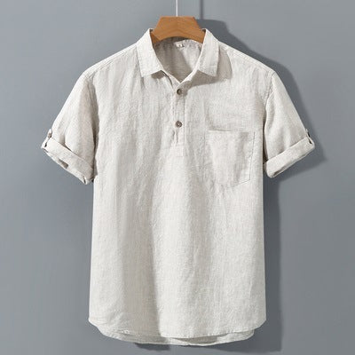 Pure Linen Casual Yarn-dyed Fabric Full Linen Shirt