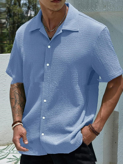 Men's Solid Color Short Sleeve Shirt Casual