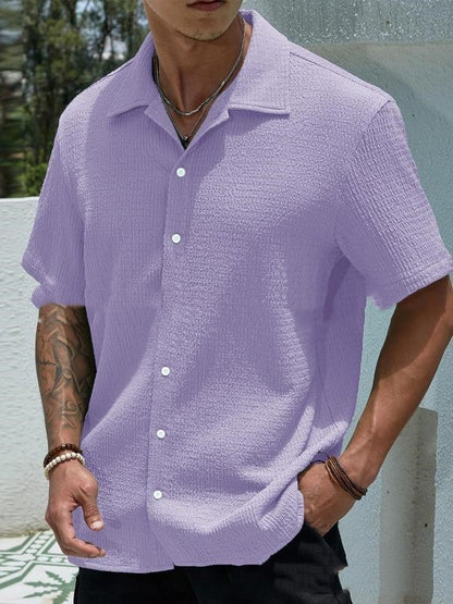 Men's Solid Color Short Sleeve Shirt Casual