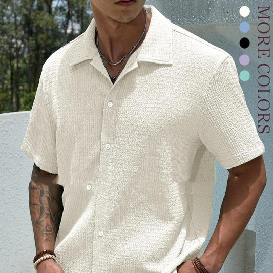 Men's Solid Color Short Sleeve Shirt Casual