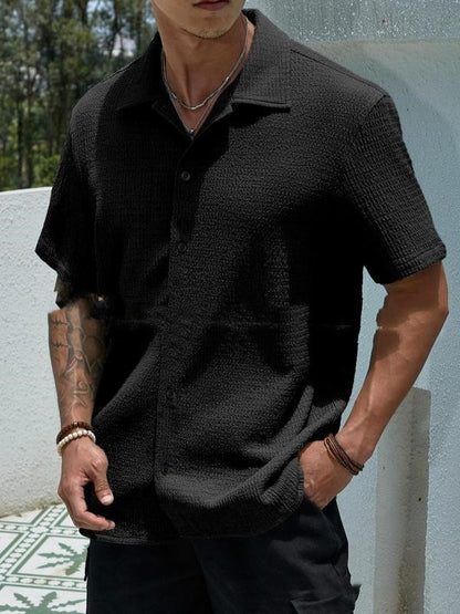 Men's Solid Color Short Sleeve Shirt Casual