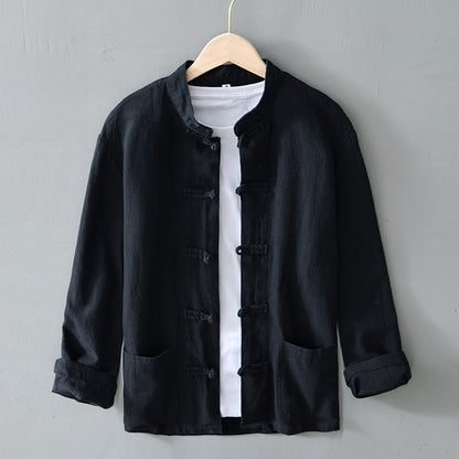 Linen Tang Suit Men's Youth Jacket Tea Suit Chinese Casual Jacket