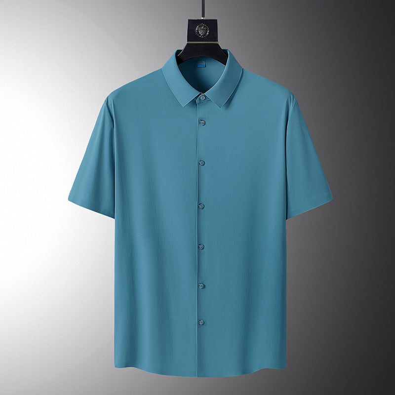 High-grade Ice Silk Short Sleeve Shirt Men's High-grade Stretch