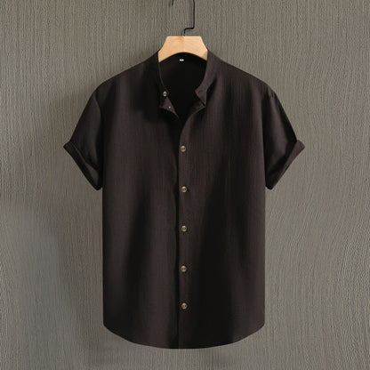 Men's Fashion Casual Stand Collar Short Sleeve Shirt