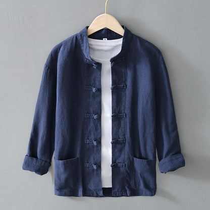 Linen Tang Suit Men's Youth Jacket Tea Suit Chinese Casual Jacket