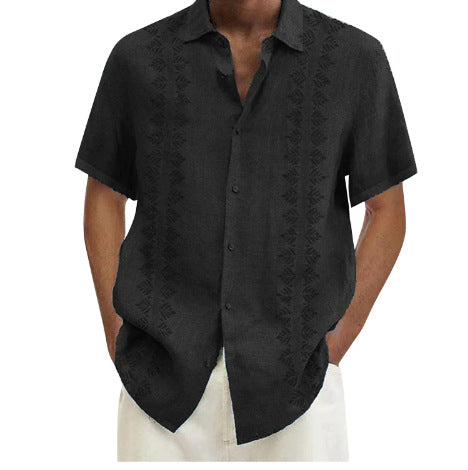 Digital Printing Polyester Plain Men's Short Sleeve Shirt