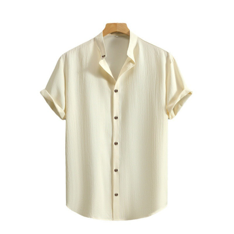 Men's Fashion Casual Stand Collar Short Sleeve Shirt