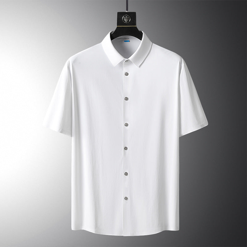 High-grade Ice Silk Short Sleeve Shirt Men's High-grade Stretch