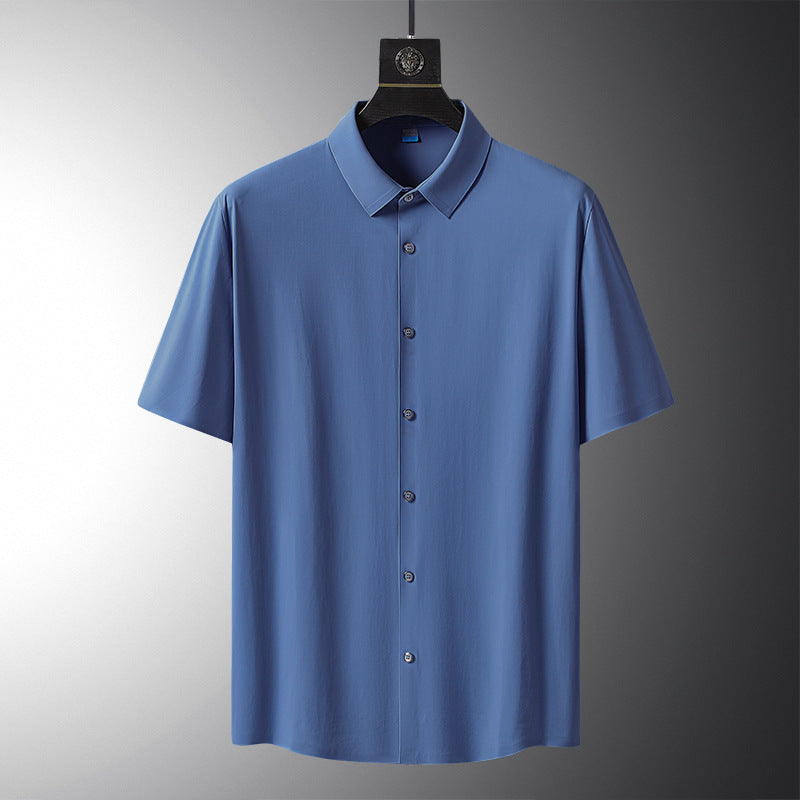 High-grade Ice Silk Short Sleeve Shirt Men's High-grade Stretch