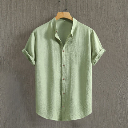 Men's Fashion Casual Stand Collar Short Sleeve Shirt