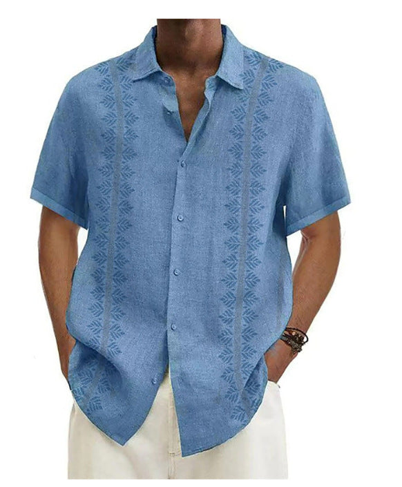 Digital Printing Polyester Plain Men's Short Sleeve Shirt