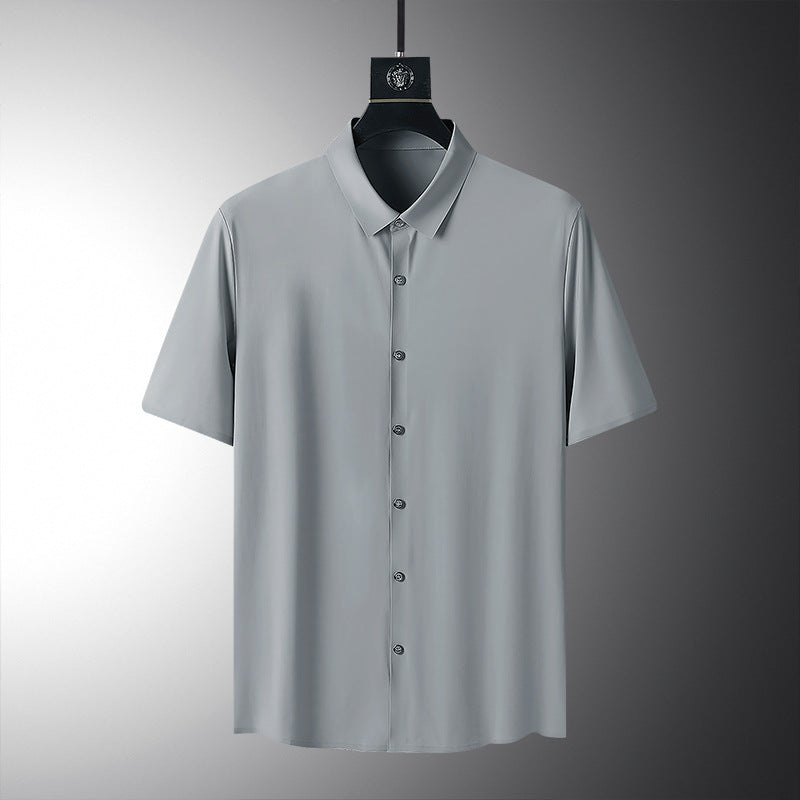 High-grade Ice Silk Short Sleeve Shirt Men's High-grade Stretch