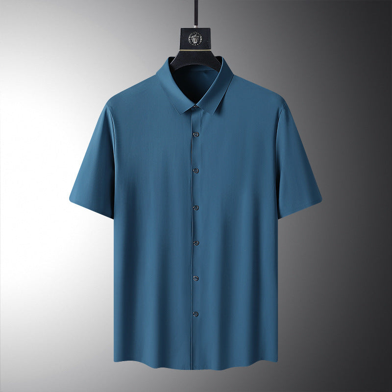 High-grade Ice Silk Short Sleeve Shirt Men's High-grade Stretch