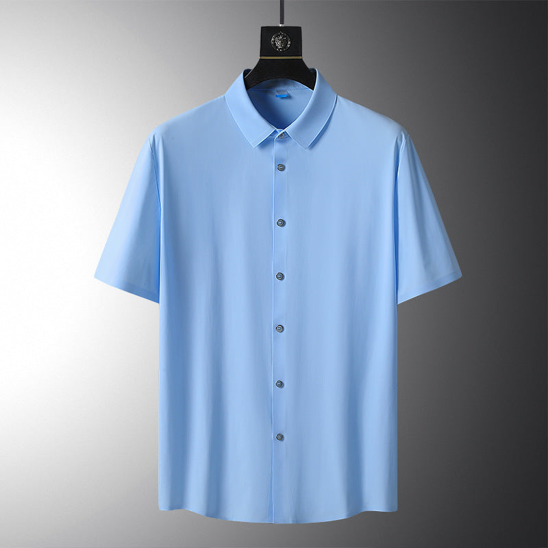 High-grade Ice Silk Short Sleeve Shirt Men's High-grade Stretch