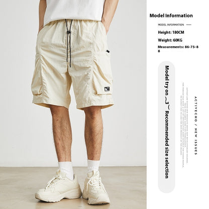 Quick-drying Ice Silk Shorts Sports Casual Cropped Loose Pocket Overalls